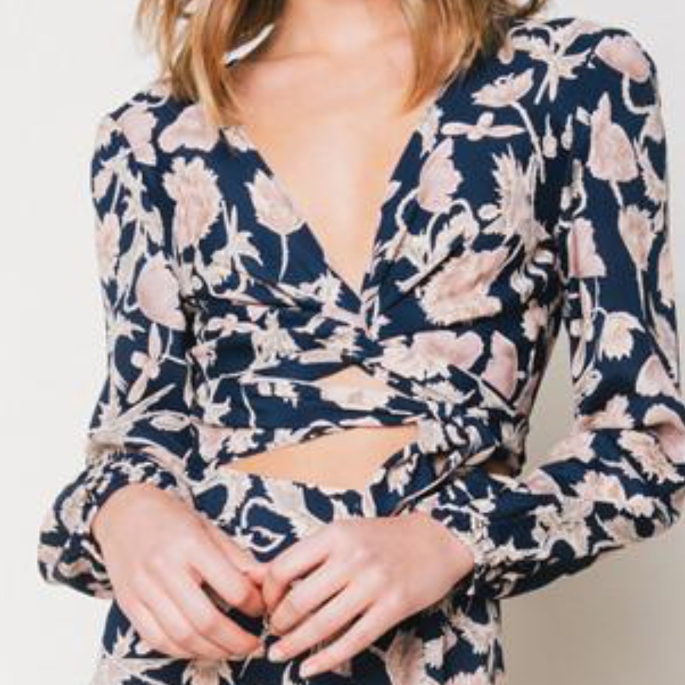 That's A Wrap Crop Top in Navy Poppy